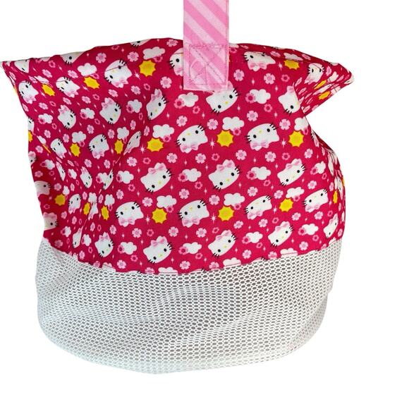 Hello Kitty Shell Collecting Bag Mesh Tote Pink Kawaii Beach Coastal Vacation - Picture 3 of 6